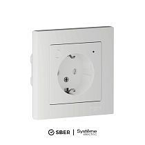 ATLASDESIGN SMART РОЗЕТКА с заземл., со шт., Zigbee, L+N, 16А, мех., БЕЛЫЙ