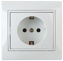 Розетка ЭРА Intro Plano 1Э-202-01 16А 250В  белый с заземлением без лапок