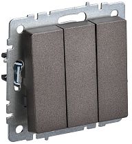 BRITE Выключатель 3-клавишный 10А ВС10-3-0-БрТБ темная бронза  IEK