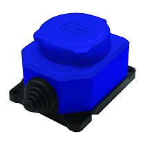 Розетка UNIVERSAL настенная с заглушкой "КОМПАКТ" c/з каучук 16А 250В IP44 цвет синий (еврослот)