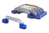 Шина "N" нулевая 6х9мм на двух угл. изоляторах 12 групп никелированная  TDM Шина "N" нулевая 6х9мм на двух угл. изоляторах 12 групп никелированная  TDM