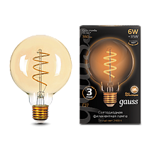 Лампа светодиодная Gauss Filament G95 Flexible E27 6Вт Golden 360lm 2400К