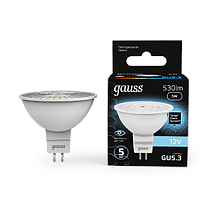 Лампа светодиодная Gauss MR16 GU5.3 5Вт 12V 530lm 4100K Лампа светодиодная Gauss MR16 GU5.3 5Вт 12V 530lm 4100K