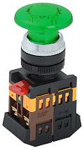 Кнопка AELA-22 "Грибок" зеленый d22мм неон/240В 1з+1р  IEK