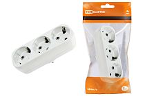 Блок на 3 гнезда 2П+З плоский 16А 250B  TDM