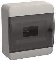 TEKFOR Корпус пластиковый ЩРН-П-8 IP41 черная прозрачная дверь  IEK