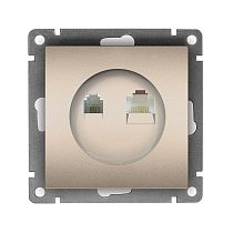 Розетка компьютерная+телефонная UNIVERSAL серия "Афина", скрытой установки, 1А, RJ45, RJ12, шампань (еврослот)