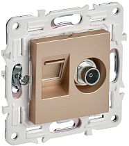 SKANDY Розетка двойная TV+RJ45 кат.5E SK-A14Sa песочный IEK SKANDY Розетка двойная TV+RJ45 кат.5E SK-A14Sa песочный IEK