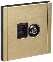 FORTE&PIANO Розетка двойная TV+RJ45 кат.6 FP637M металл шампань IEK