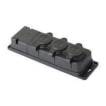 Роз. (колодка) трехмест. с защит. крышками каучуковая 230В 2P+PE 16A IP44 EKF PRO Роз. (колодка) трехмест. с защит. крышками каучуковая 230В 2P+PE 16A IP44 EKF PRO