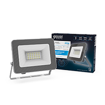 Прожектор светодиодный Gauss Qplus 20Вт 1700lm 6500K 200-240V IP65 графитовый Прожектор светодиодный Gauss Qplus 20Вт 1700lm 6500K 200-240V IP65 графитовый
