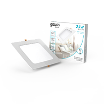 Светильник Gauss Basic Downlight квадрат 24W 2100lm 4000K 170-260V IP20 220*26 белый LED 1/40