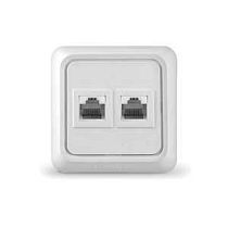 Розетка компьютерная двухместная серия "Олимп",о/у, 1А, RJ45, белая (еврослот) UNIVERSAL