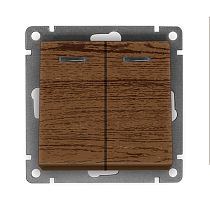 Выключатель двухклавишный с подсветкой UNIVERSAL серия "Афина ", скрытой установки, 10А, 220В, венге (еврослот)