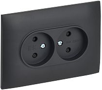 SKANDY Розетка 2-местная без заземления с защитными шторками 10А в сборе SK-R09T титан IEK