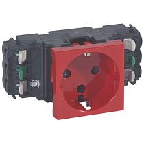 Розетка с заземлением 2К+3 механическая блокировка красная два модуля Mosaic Legrand