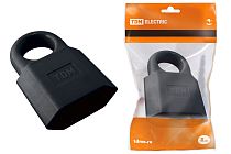 Кабельная розетка 2П 10А 250B (под евровилку CEE 7/16) с з/ш с кольцом черная  TDM