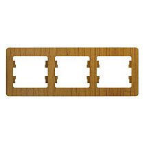 Glossa Дерево Дуб Рамка 3 постовая, горизонтальная Systeme Electric (Schneider Electric)