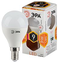 Лампа светодиодная ЭРА STD LED P45-9W-827-E14 шар теплый белый свет