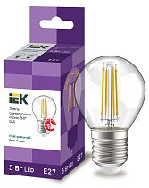 Лампа светодиодная G45 шар прозр. 5Вт 230В 4000К E27 Filament  IEK