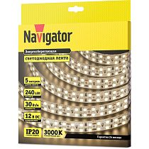 Лента светодиодная Navigator NLS-2835WW240-30-IP20-12V Лента светодиодная Navigator NLS-2835WW240-30-IP20-12V