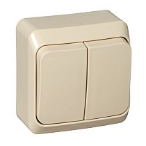 ЭТЮД открытая установка Кремовый Выключатель 2клавишный Systeme Electric (Schneider Electric)