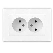 Розетка двухместная UNIVERSAL серия "Афина" без заземления, скрытой установки, 16А, 220В, белая (еврослот)