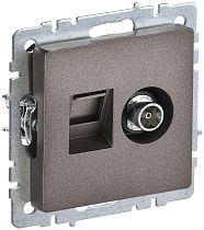 BRITE Розетка двойная TV+RJ45 кат.5E РТВ/РК12-БрТБ темная бронза IEK BRITE Розетка двойная TV+RJ45 кат.5E РТВ/РК12-БрТБ темная бронза IEK