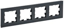 Рамка BRITE четырехместная РУ-4-2-БрЧ стекло черный  IEK