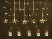 Гирлянда Navigator 95 024 NGF-D037-01 (бахрома звезды и снеговики WW 3*0.6м IP20