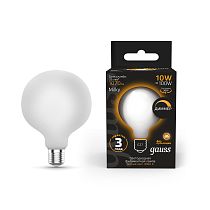Лампа светодиодная Gauss Filament G125 10Вт 1070lm 3000К Е27 milky диммируемая