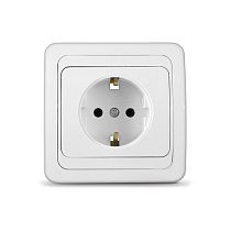 Розетка одноместная серия "Валери" с/з, с/у, 16А, 220В, белая (еврослот) UNIVERSAL