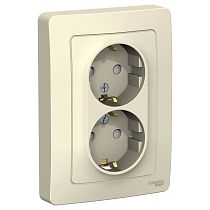 Blanca скрытая установка Молочный Розетка двойная с заземлением со шторками, 16А Systeme Electric (Schneider Electric)