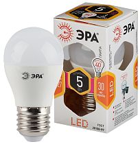 Лампа светодиодная ЭРА STD LED P45-5W-827-E27 шар теплый белый свeт