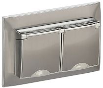 SKANDY Розетка 2-местная и крышкой 16А в сборе IP44 SK-R12N металл никель IEK