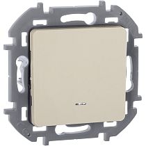 INSPIRIA Выключатель 1-клавишный проходной с подсветкой/индикацией 10А безвинтовое крепление слоновая кость