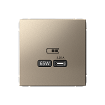ArtGallery Шампань USB Розетка тип-С 65Вт высокоскор.заряд. QC, PD, механизм Systeme Electric (Schneider Electric) ArtGallery Шампань USB Розетка тип-С 65Вт высокоскор.заряд. QC, PD, механизм Systeme Electric (Schneider Electric)