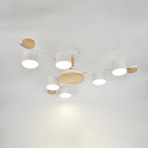 Люстра под лампу General  GCHL-6GX53-M Белая+Дерево Венто