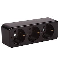 Розетка трехместная с заземлениемдля открытой установки РС23-3-БК IEK