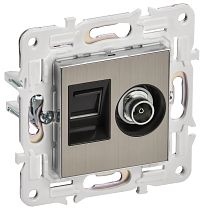 SKANDY Розетка двойная TV+RJ45 кат.6 SK-A15N металл никель IEK