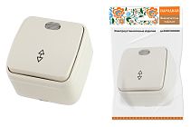 Переключатель на 2 направления 1-кл. открытой устан с подсветкой IP20 10А, сл. кость "Дача" Народная TDM