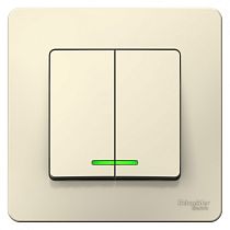 Blanca скрытая установка Молочный Выключатель 2 клавишный  с подсветкой  10А Systeme Electric (Schneider Electric)