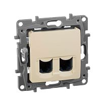ETIKA Розетка компьютерная двойная RJ45 категория 5Е UTP слоновая кость ETIKA Розетка компьютерная двойная RJ45 категория 5Е UTP слоновая кость