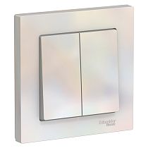 AtlasDesign Жемчуг Выключатель 2 клавишный сх.5, 10АХ, (в сборе с рамкой) Systeme Electric (Schneider Electric)