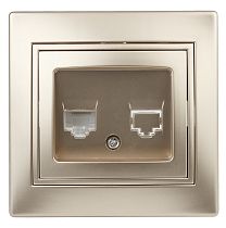 Розетка компьютерная Intro Plano 1-303-04 RJ45 скрытой установки шампань