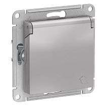 AtlasDesign Алюминий Розетка с заземлением, со шторками с крышкой, 16А Systeme Electric (Schneider Electric)