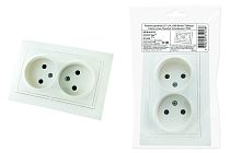 Розетка двойная 2П 10А 250В белая "Таймыр" (пром. упак., бакелит. основание)  TDM