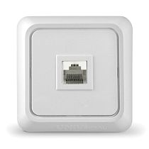 Розетка компьютерная одноместная серия "Олимп",о/у, 1А, RJ45, белая (еврослот) UNIVERSAL Розетка компьютерная одноместная серия "Олимп",о/у, 1А, RJ45, белая (еврослот) UNIVERSAL