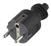 Вилка ЭРА с заземлением прямой ввод 16A, Чёрный, поликарбонат, V4(B)