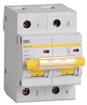 Автоматический выключатель двухполюсный C 20А 10кА ВА47-100  IEK